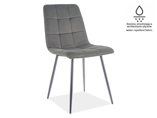 Jídelní židle MILA MATT VELVET černý rám / šedý samet 85