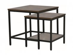 Konferenční stolek WENDY B (set 2 ks, rustikální hnědá/matně černá)