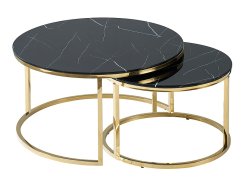 Konferenční stolek MUSE (set 2 ks, černá efekt mramoru/zlatá)