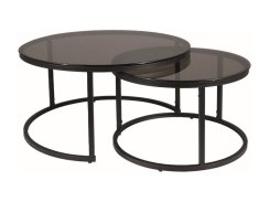 Konferenční stolek FERRANTE E (set 2 ks, kouřové sklo/matně černá)