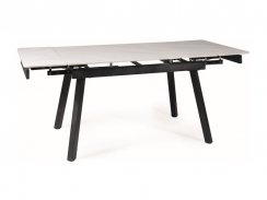 Jídelní rozkládací stůl JOHN (bílá efekt mramoru/matně černá,120-180x76x85)