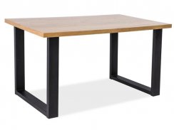 Jídelní stůl UMBERTO (masivní dub/černá, 150x79x90)