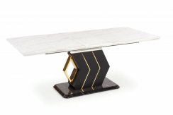 Rozkládací jídelní stůl VINCENZO (odstín bílý mramor, nohy černo-zlaté)