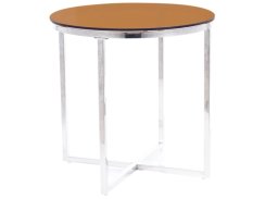 Konferenční stolek CRYSTAL B (jantarové sklo/stříbrná)