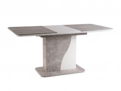 Jídelní rozkládací stůl SYRIUSZ IN (šedá efekt betonu/matně bílá, 120-160x76x80)