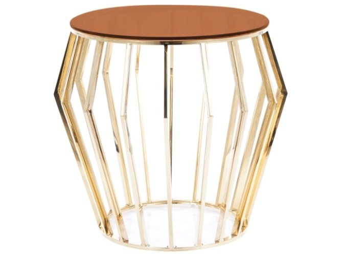 Konferenční stolek ARIANA B (jantarové sklo/zlatá)