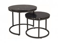 Konferenční stolek AMARO (set 2 ks, černá efekt mramoru/černá)