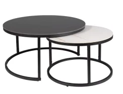 Konferenční stolek FERRANTE A (set 2 ks, černá a bílá efekt mramoru/matně černá)