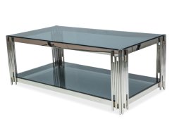 Konferenční stolek FOSSIL A (kouřové sklo/stříbrná)