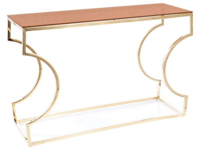Konferenční stolek KENZO C (jantarové sklo/zlatá)