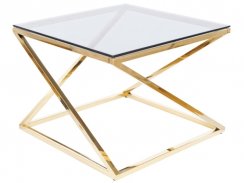 Konferenční stolek LIAM (kouřové sklo/zlatá)