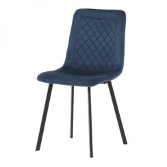 Židle jídelní, modrý samet, kov černý mat