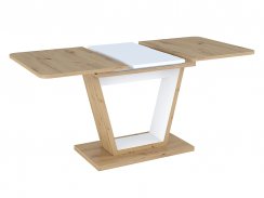 Jídelní rozkládací stůl NIGEL (dub artisan/matně bílá, 120-160x76x80)