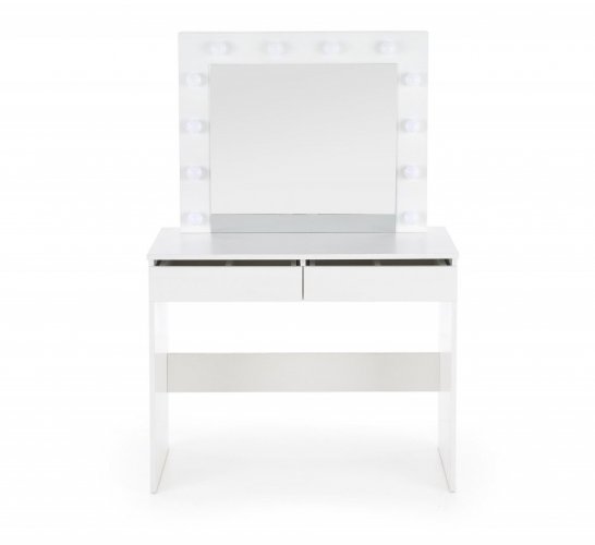 Toaletní stolek HOLLYWOOD se zrcadlem (bílý)