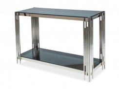 Konferenční stolek FOSSIL C (kouřové sklo/stříbrná)