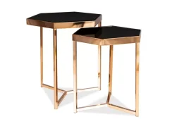 Konferenční stolek MILOS (set 2 ks, černá/šampaň)