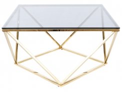 Konferenční stolek SILVER A (kouřové sklo/zlatá)