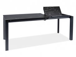Jídelní rozkládací stůl METROPOL CERAMIC (černá efekt mramoru/matně černá,120-180x76x80)