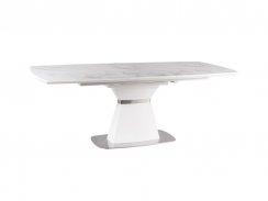 Jídelní rozkládací stůl SATURN II (bílá efekt mramoru/matně bílá, 160-210x76x90)